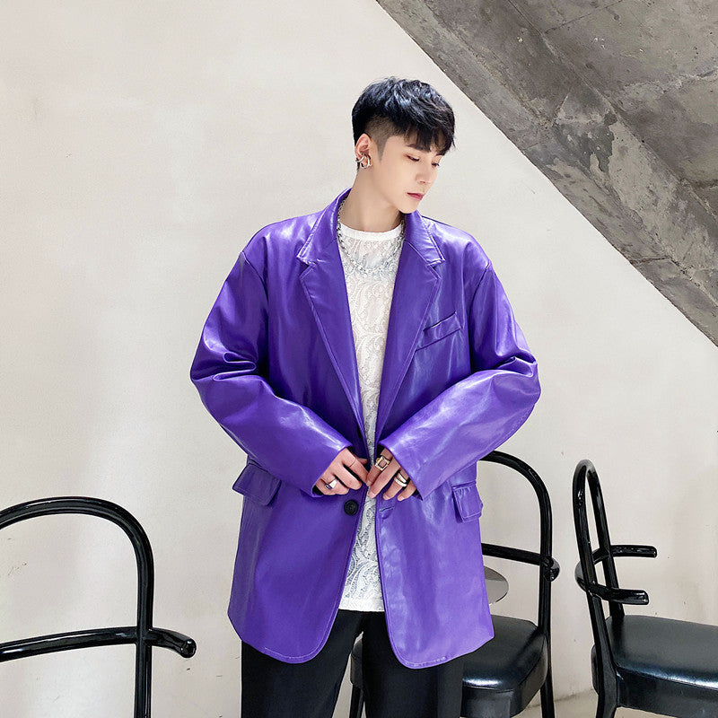 Niche Design Korean Style Personalized Purple Male Coat