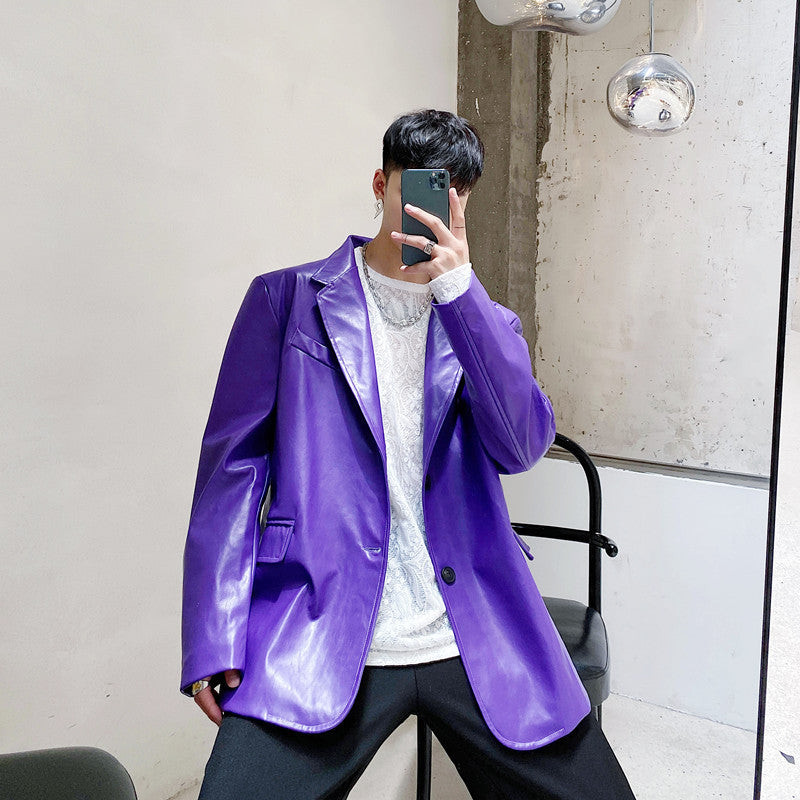 Niche Design Korean Style Personalized Purple Male Coat