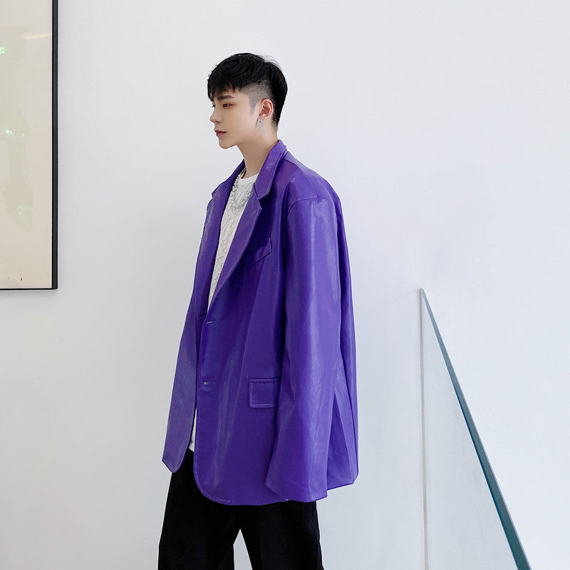 Niche Design Korean Style Personalized Purple Male Coat