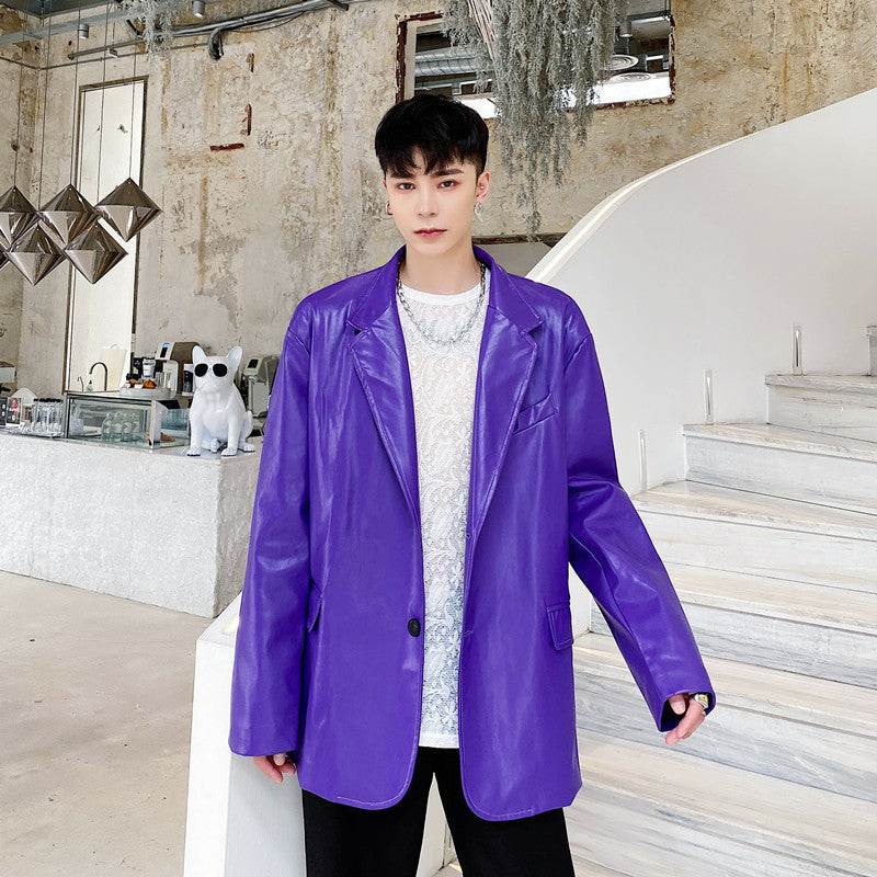 Niche Design Korean Style Personalized Purple Male Coat