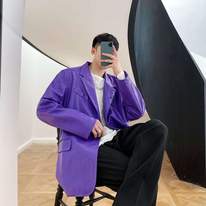 Niche Design Korean Style Personalized Purple Male Coat