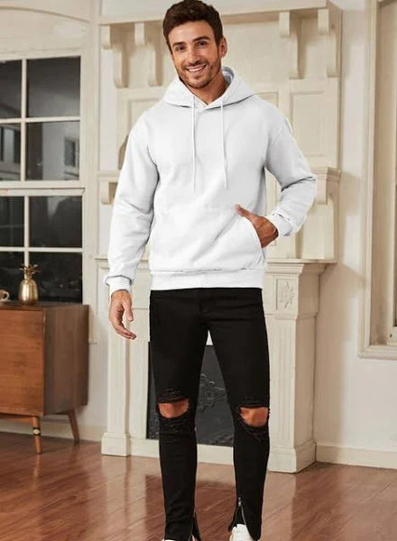 JMIERR Mens 2024 Casual Cotton Hooded Collar Drawstring Hoodies Pullover Sweatshirts Casual Long Sleeve Shirts